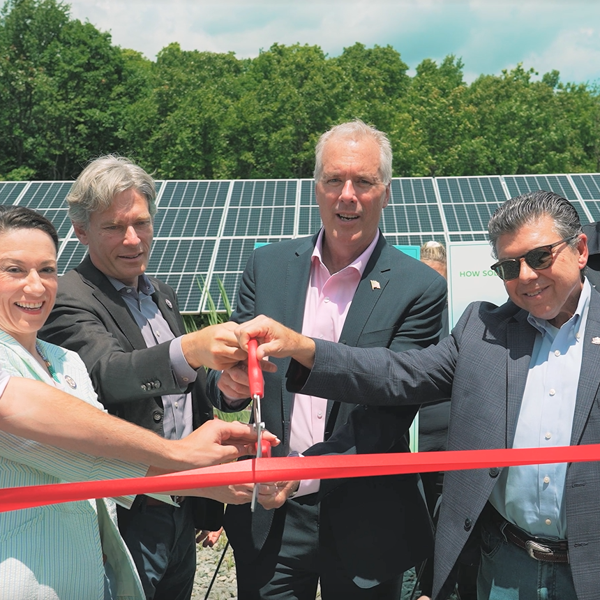 Greenbacker ribbon cutting solar power on landfill